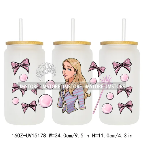 Cartoon Princess Coquette Mermaid 16OZ UV DTF Cup Wraps Ready To Apply Waterproof Transfer Stickers For Libbey Glass Can Tumbler