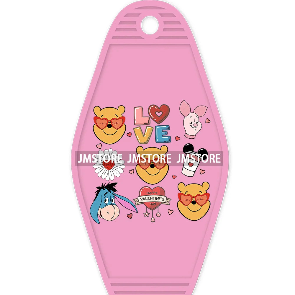 Faux Cartoon Couple Character Mouse And Friends High Quality WaterProof UV DTF Sticker For Motel Hotel Keychain Be My Valentine