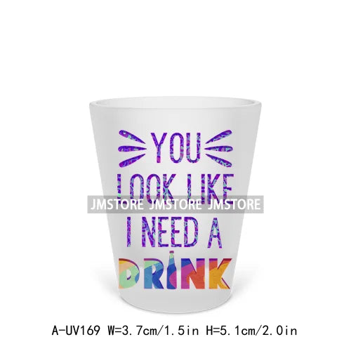 Beer Makes Me Happy Alcohol Short Glass Cups UV DTF Sticker For Beer Mugs Decals Transfers Stickers Waterproof DIY Craft Tequila