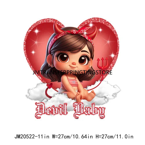 Cute Chicano Cartoon Baby Sad Girl Iron On Logos Pink Chicana Spanish Valentine DTF Tranfers Stickers Design For T-shirts Bags