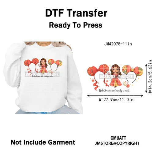Cute Girls Coquette Magic Kingdom Mouse Ears Cartoon Quotes Iron on DTF Washable Transfers Stickers Ready to Press for T-shirts