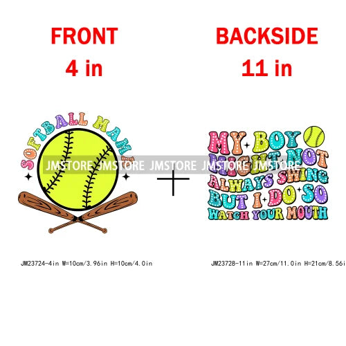 My Boy Girl Kid Might Not Swing But I Do Watch Your Mouth Softball Decals She Is Mom Family DTF Transfer Stickers For Clothes