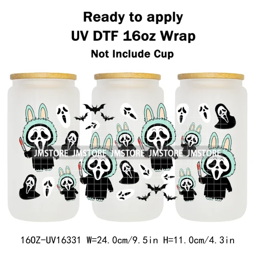 Laboo Killers Friends Halloween Monster Doll UV DTF Stickers Ready To Transfer Cup Wrap Custom Logo For Libbey Can Glass Tumbler