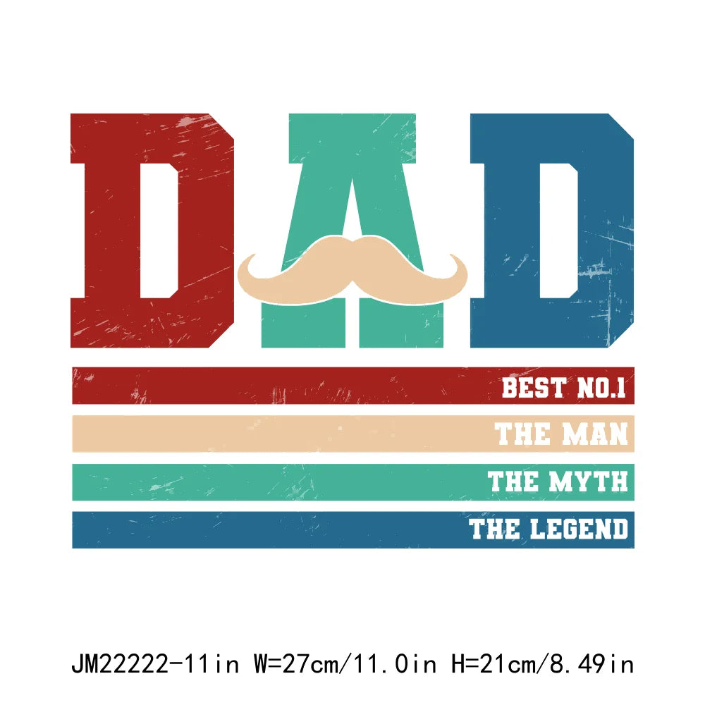 Daddy Is My Hero Sport Dad Printing Decals First Father's Day Together Mas Chingon Papa DTF Transfer Stickers For Sweatshirt