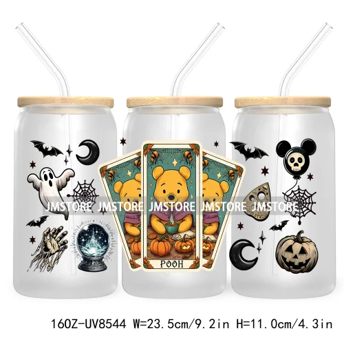 Horror Characters Tarot Card Halloween UV DTF Sticker For 16OZ Libbey Glass Cup Can Wrap Transfer Stickers Custom Label DIY Logo