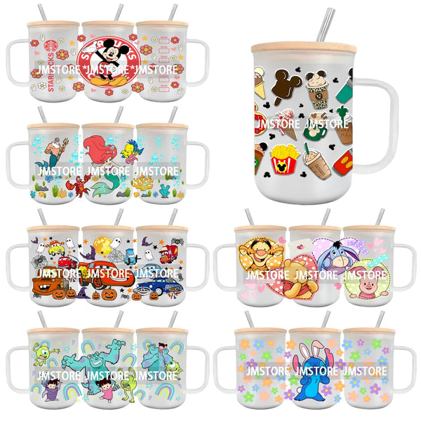 Cartoon Cars Halloween Pumpkin UV DTF Glass Can Wrap For 15OZ Mug Glass Cup Transfer Stickers DIY Custom Logo Label Best Friends