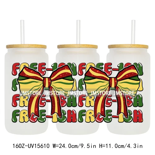 Juneteenth Vibes Sneaker And Heel Afro Woman 16OZ UV DTF Cup Wraps Ready To Apply Transfer Stickers For Libbey Glass Can Tumbler
