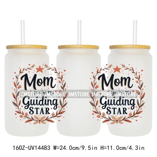 Mother's Day Quotes Mom Love UV DTF Wraps Transfer Sticker Waterproof Custom UV DTF Prints For 16OZ Libbey Glass Can Tumbler Mug