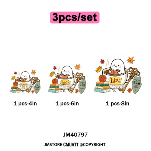Autumn Festival Fall Season Stars Movie Girls Town Book Lover Iron on Washable DTF Transfers Stickers Ready to Press for Hoodies