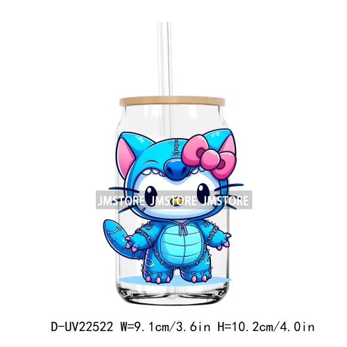 High Quality Costume Cartoon Blue Cat UV DTF Transfers Stickers Decals For Libbey Cold Cups Mugs Tumbler Waterproof DIY Craft