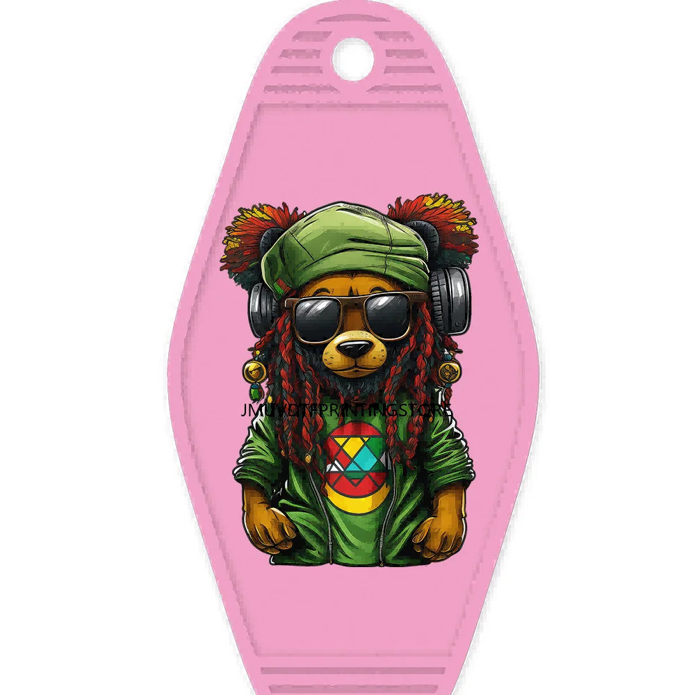 Famous Hustle Bear High Quality WaterProof UV DTF Sticker For Motel Hotel Keychain Colorful Teddy Bears