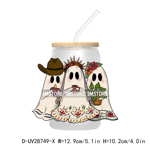 Mexican Latina Halloween Spooky Ghost UV DTF Transfer Stickers Decals For Libbey Cold Cup Mug Tumbler Label Coquette Girly Skull