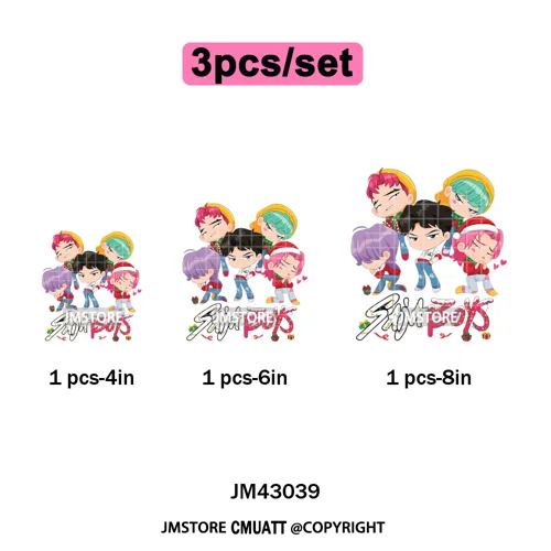 Kpop Hunters Merry Christmas Tiger Anime Lover Holiday Gift Iron on DTF Heat Transfers Stickers Ready to Press for Sweatshirts