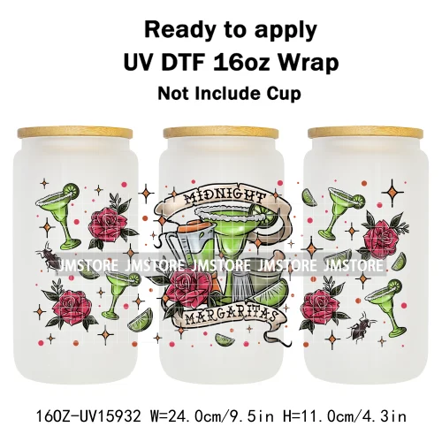 Mexican Culture Drinks Tequila Evil Eye 16OZ UV DTF Cup Wrap Ready To Apply Waterproof Transfer Stickers For Libbey Glass Can