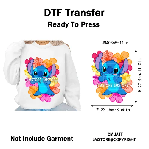 Aloha Flower Summer Vibes Cartoon Animal Vacation Life Designs Iron on DTF Washable Transfers Sticker Ready to Press for Clothes