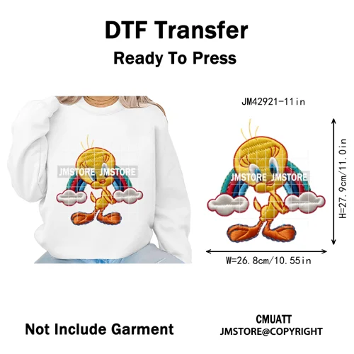 Scarf Christmas Cartoon Movie Mouse Friends Faux Yarn Embroidery Iron on DTF Transfers Stickers Ready to Press for Sweatshirts
