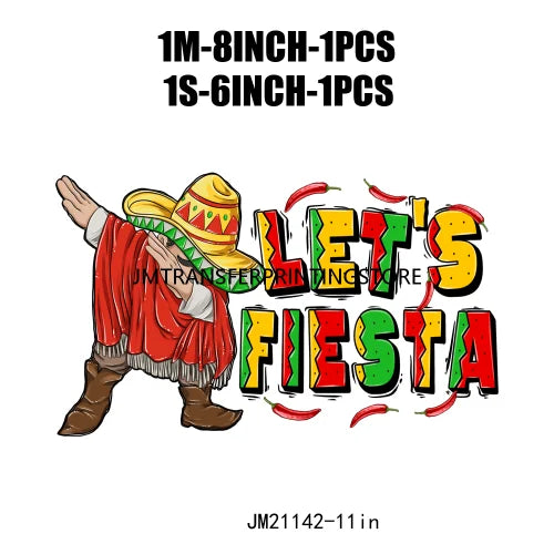 Cinco De Mayo Sugar Skull Let's Fiesta Designs Taco Tuesday Squad Mexican Party Tis The Season DTF Transfer Stickers For Clothes