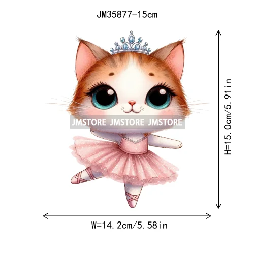 15cm 5.9in Kid Dancing Cats Animal Squirrel Iron On Transfer Sticker For Clothes Printed Thermal Applique Washable T-Shirt Decal