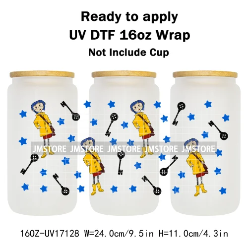 Coquette Bow Movie Eyes Buttons 16OZ UV DTF Cup Wraps Ready To Apply Waterproof Transfer Stickers For Libbey Glass Can Tumbler