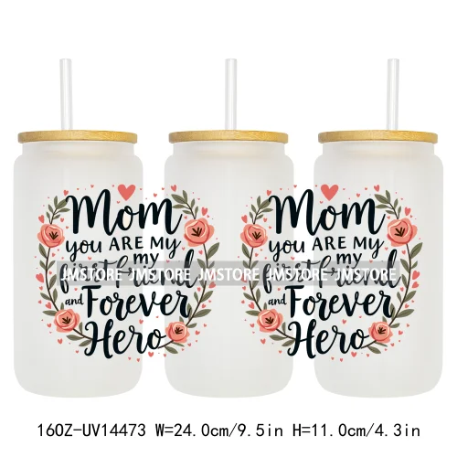 Mother's Day Quotes Mom Love UV DTF Wraps Transfer Sticker Waterproof Custom UV DTF Prints For 16OZ Libbey Glass Can Tumbler Mug