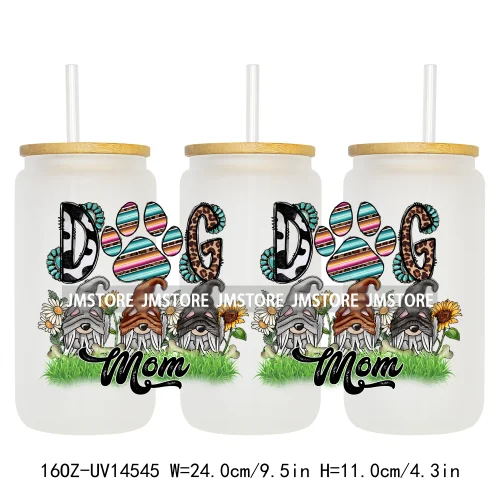 Floral Blessed Mama Leopard Mom 16OZ UV DTF Cup Wraps Ready To Apply Waterproof Transfer Stickers For Libbey Glass Can Tumbler