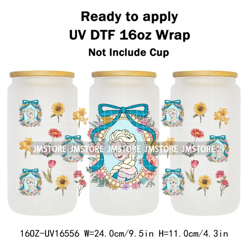 Magical Mirror Princess Coquette Bow 16OZ UV DTF Cup Wraps Ready To Apply Waterproof Transfer Stickers For Libbey Glass Can Mugs