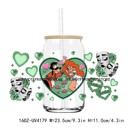 Chicano Cartoon Mouses Couple Valentine 16OZ UV DTF Cup Wrap Transfers Stickers Custom DIY Waterproof Logo For Libbey Glass Can