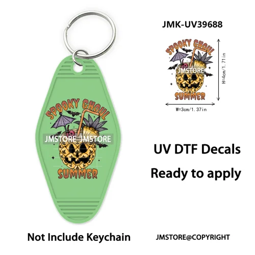 Mexican Conchas Ghost Spooky Halloween UV DTF Motel Keychain Wraps Ready To Apply Waterproof High Quality Hotel Keychain Decals