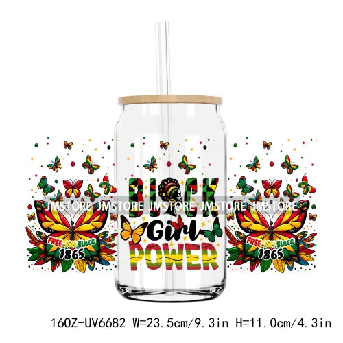 1865 Vibes Juneteenth Sunflower 16OZ UV DTF Cup Wrap Transfer Stickers Custom Label Durable Waterproof Logo For Libbey Glass Can