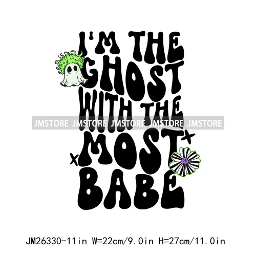 Funny Halloween Ghost Boogie Trick Or Treat Stay Spooky Printing Design DTF Iron On Transfer Stickers Ready To Press For Clothes