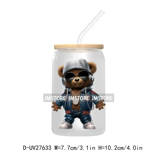 Hip Hop Urban Graffiti Teddy Bear UV DTF Transfer Stickers Decals For Libbey Cold Cups Mugs Tumbler Waterproof Trendy Bears Doll