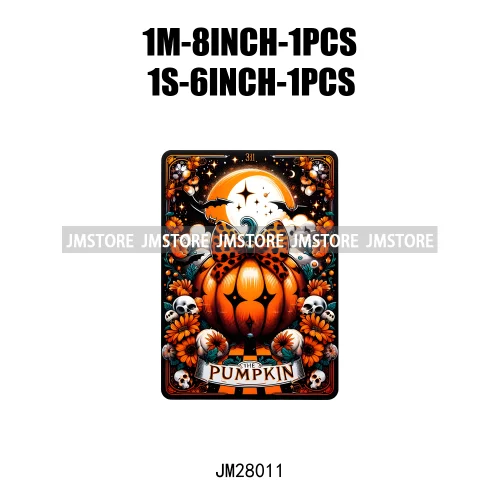 Custom Spooky Season Ghost Cycopath Skull Halloween Tarot Card DTF Iron On Heat Press Transfer Stickers Printing For Hoodies