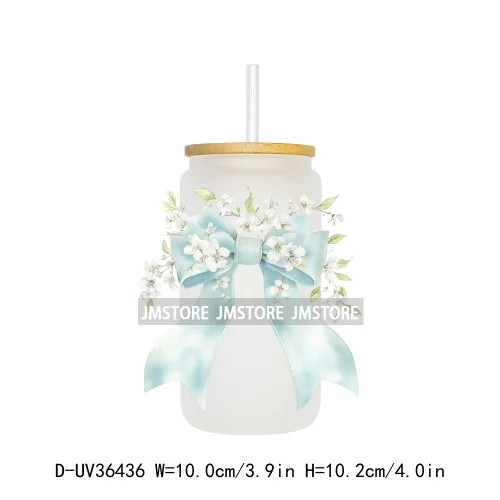 Colorful Bow Ribbon Bridal Birthday UV Sticker Decals For Libbey Cold Cups Mugs Tumbler Transfer Stickers Waterproof DIY Prints