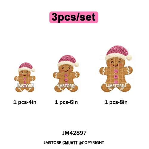 Preppy Faux Yarn Santa Tree Reindeer Cow Christmas Season Iron on DTF Washable Transfers Stickers Ready to Press for Clothing