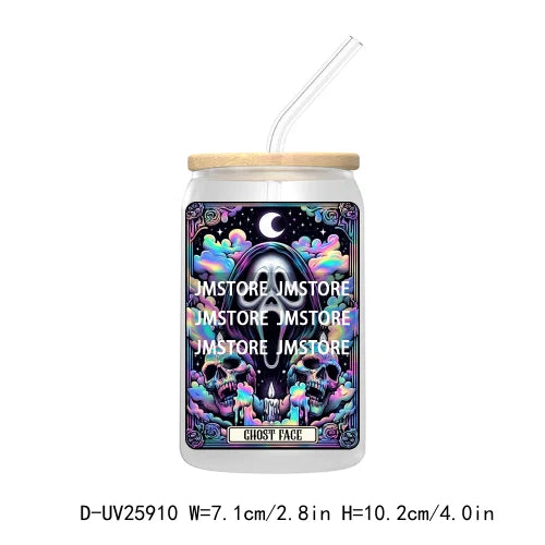 Spooky Skull Halloween Tarot Card UV DTF Transfer Stickers Decals For Libbey Cold Cups Mugs Durable Waterproof Custom Logo Label