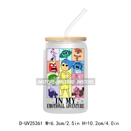 Cartoon Characters Emotions UV DTF Transfer Stickers Decals For Libbey Cold Cups Mugs Durable Custom Labels Mental Health Matter