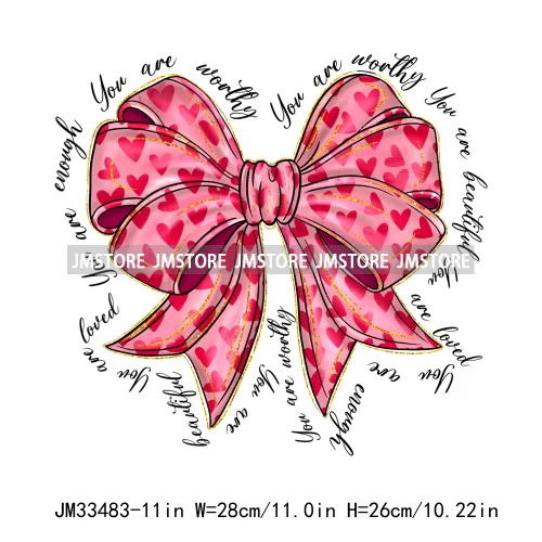 Pink Loved XOXO Coquette Bow Animal Western Cupid Sweet Valentine Iron On DTF Transfers Stickers Ready To Press For Sweatshirts