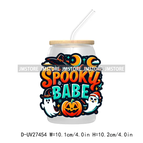 Trick or Teach Ghouls Halloween UV DTF Transfer Stickers Decals For Libbey Cold Cups Mugs Tumbler Waterproof Label Spooky Season