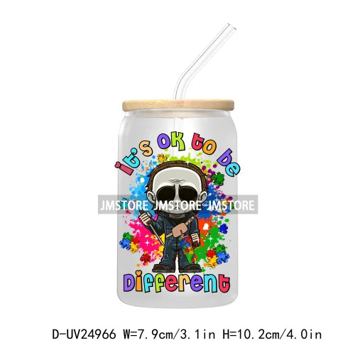 Cartoon Autism Puzzle UV DTF Transfer Stickers Decals For Libbey Cold Cups Mugs Tumbler Waterproof DIY Craft Awareness Character