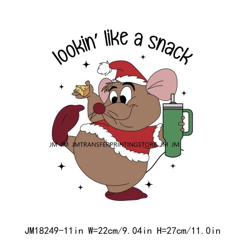 Funny Mouse Princess Christmas Designs Looking Like A Snack Gus Christmas Heat Transfer Stickers Ready To Press For Clothes Bags