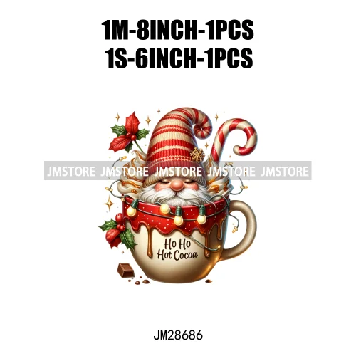 Winter Hot Cocoa Boy Cozy Gnomes Coffee Mug Tis The Season Happy Christmas Iron On DTF Heat Press Transfers Stickers For Clothes