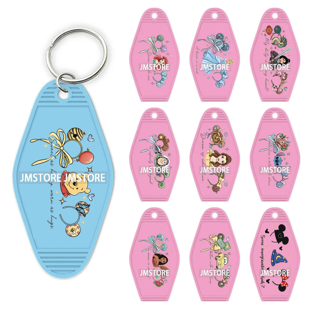 Coquette Bow Magical Mouse Cartoon UV DTF Motel Keychain Decal Ready To Ship Durable Transfer Stickers Prints For Hotel Keychain