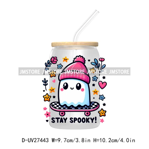 Trick or Teach Ghouls Halloween UV DTF Transfer Stickers Decals For Libbey Cold Cups Mugs Tumbler Waterproof Label Spooky Season