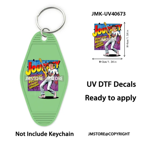 Horror Movie Characters Halloween Mom UV DTF Motel Keychain Wraps Ready To Apply Waterproof High Quality Hotel Keychain Decals