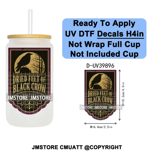 Spooky Halloween Witch Brew Bottle Label Set UV DTF Transfer Stickers Decals Ready To Apply Waterproof For 16OZ Libbey Glass Can