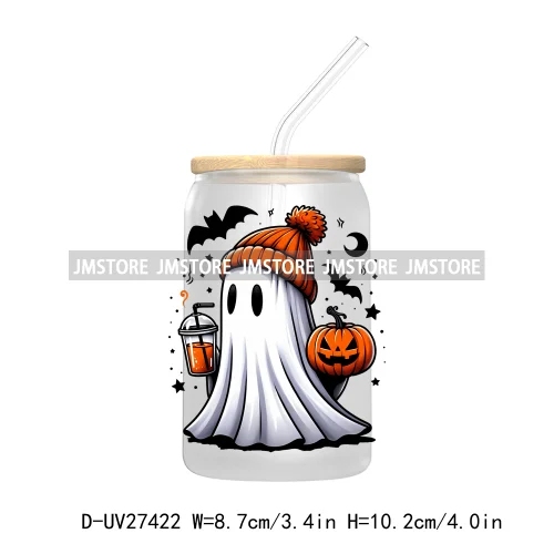 Cute Bougie Ghost Boo Halloween UV DTF Transfer Stickers Decals For Libbey Cold Cup Mug Tumbler High Quality Fall Pumpkin Season