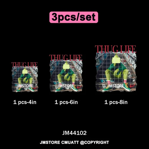 Thug Life Cartoon Movie Xmas Friends Christmas Thief Iron on Washable DTF Transfers Stickers Ready to Press for T-shirts Bags