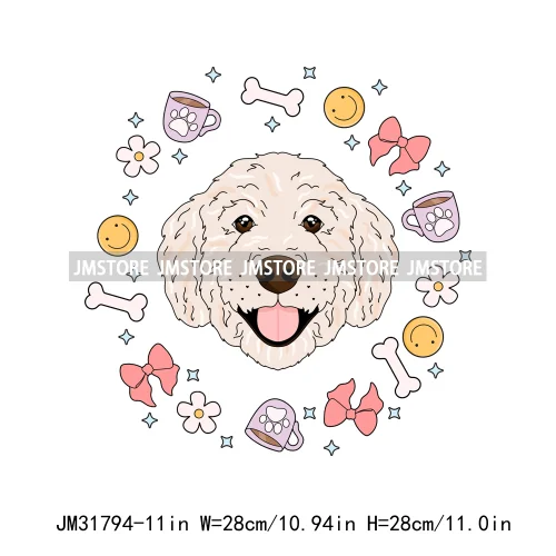 Funny Love Animal Puppy Pet Dogs Cocoa Flower Coquette Design Iron On DTF Transfers Stickers Ready To Press For Sweatshirts Bags