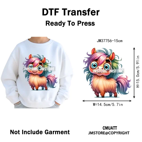 15cm 5.9in Kids Quirky Safari Cartoon Animal Iron On Transfers Stickers For Clothing DTF Printed Appliques Washable T-Shirts