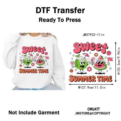 Funny Summer Quotes Sunset Palm Trees Beach Vacation Vibes Washable Iron on DTF Transfer Sticker Ready to Press for Textile Bags